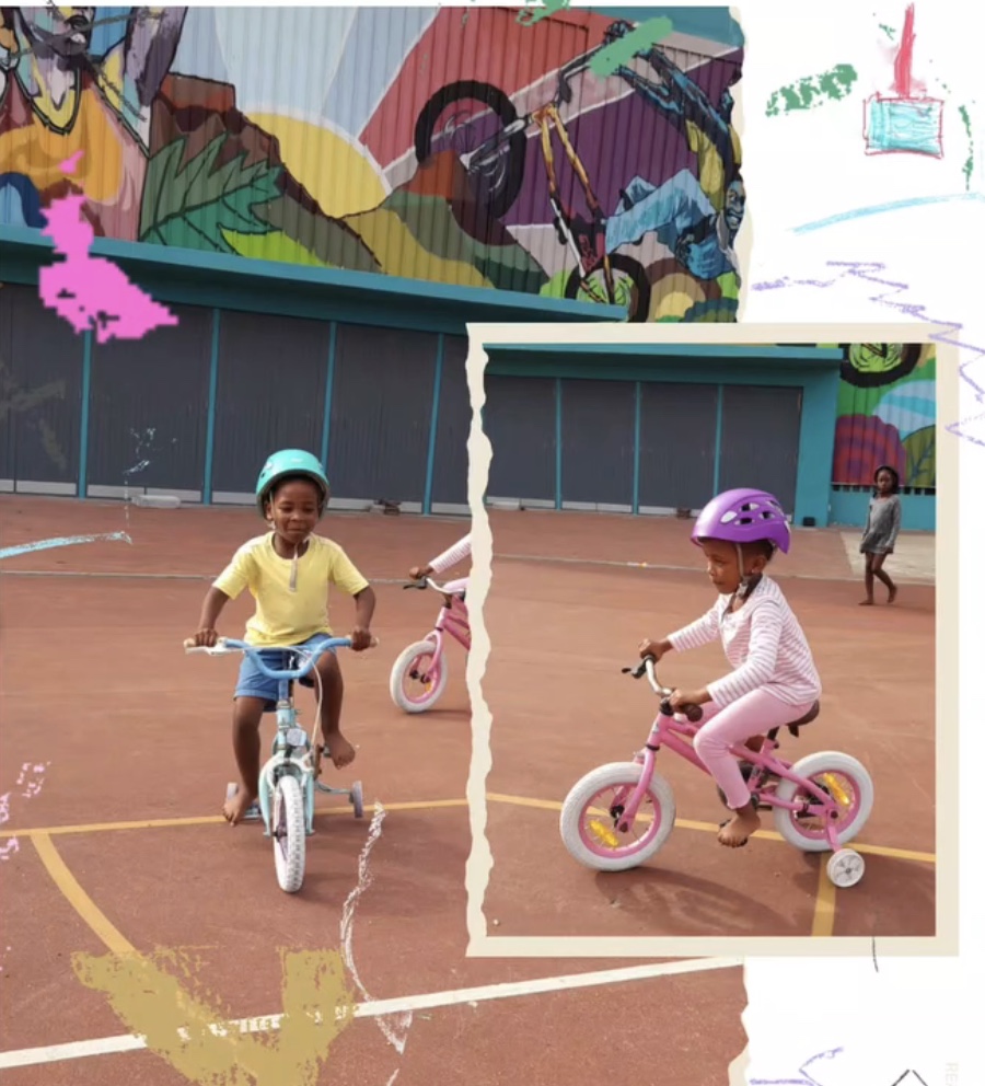 Children riding bicycles during an outing